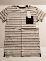 Cat &amp; Jack Boys Striped Pocket Shirt  Black Grey Size M 8/10 NWT - £3.91 GBP