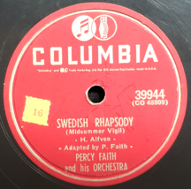 Percy Faith Orchestra 1953 Swedish Rhapsody 78 rpm Record 10&quot; Columbia 39944 VG - $10.99