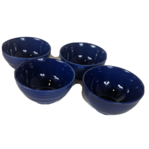 4 Blue Dinner Bowls 6 Inch Diameter - $28.87
