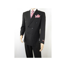 Men Pacelli Double Breasted Suit Classic Peak Lapel Pleated pants GILBERT Black image 5