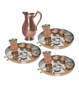 Prisha India Craft  Set of 3 Dinnerware Traditional Stainless Steel Copp... - £171.83 GBP