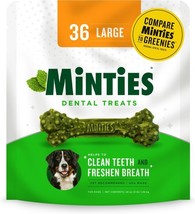 Minties Large Mint Flavored Dental Dog Treats 50+ lbs, 48-oz bag, 36 count - $39.51