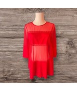 Womans Vintage Nightgown Nighty Sheer Lingerie Lorraine Short Red Size S... - €16,96 EUR