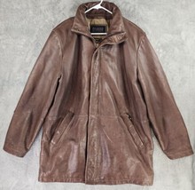 Wilson Pelle Jacket Mens Large Brown Leather Distressed Hooded 3M Insula... - $83.15