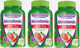 3x Vitafusion Melatonin Max Strength Gummies Strawberry 10mg 100 Gummies... - £20.07 GBP