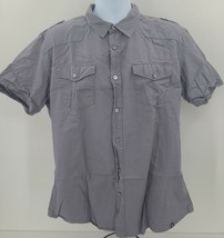 Marc Ecko Mens Gray Button Down Short Sleeve Shirt Size XL - £13.37 GBP