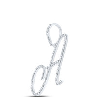 10K WHITE GOLD ROUND DIAMOND A INITIAL LETTER PENDANT 1/2 CTTW - £315.20 GBP