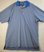 Foot Joy Polo Shirt Mens Size Large Blue White Striped Knit Short Sleeve - £12.08 GBP