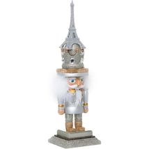 Hollywood Silver Glitter Eiffel Tower Hat Wooden 15 Inch Nutcracker Pari... - $79.18