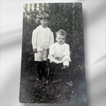 Vintage RPPC Postcard 2 Young Children Kids Photograph Picture Portrait Chair - £11.21 GBP