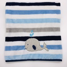 Garanimals Baby Blanket Whale Stripe Single Layer Embroidered - £17.25 GBP