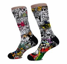 New Abstrack cartoon doodle art psychedelic trippy hipster design men Socks   - £11.18 GBP