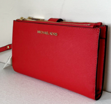 Michael Kors Double Zip Wristlet Dark Sangria Red Leather 35F8GTVW0L NWT $258 - £49.69 GBP