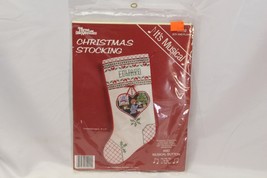 Three Needles Christmas Stocking Needle Point Musical 1989 10&quot; x 17&quot; - £23.49 GBP