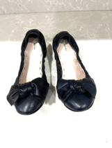 Miu Miu Ballet Flats 38 Navy Leather With Bow Very Good Condition! - £178.48 GBP