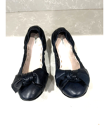 Miu Miu Ballet Flats 38 Navy Leather With Bow Very Good Condition! - £175.22 GBP
