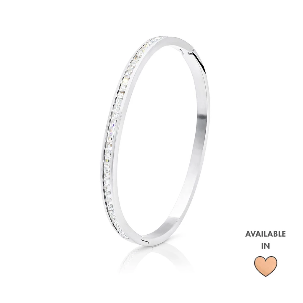 Classic Single Band One Row Square Diamond Simulant Cubic Side Hinged Br... - $99.99