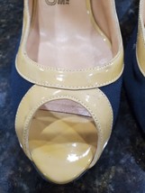 Vintage Salvatore Ferragamo Yellow &amp; Blue Slingback Open Toe Heels Size 10 - £52.77 GBP