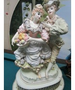 HOLLYWOOD REGENCY VICTORIAN COUPLE 20 &quot; TABLE LAMP HANDMADE TIN BASE  - $940.83 MXN