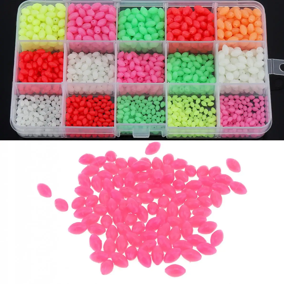 1500pcs Colorful Oval Hard  Fishing Beads 3 x 4mm 4 x 6mm 5 x 8mm 3 Sizes Mixed  - $39.63