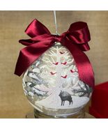 Martha Stewart Glass Ornament w/ Swarovski Crystals Boxed Woodland Scene - $48.46