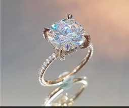 Lovely 1.20 Ct Cushion D/VVS1 Diamond Engagement Wedding Ring 14K Rose Gold Over - £57.94 GBP