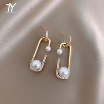 New Design Pearl Irregular Pin Dangle Earring For Woman Fashion Korean Jewelry L - £10.46 GBP
