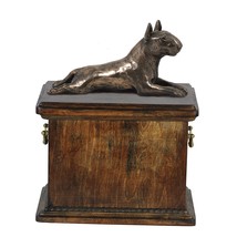 Urn for dog’s ashes with a Bull Terrier lying statue, ART-DOG - £161.46 GBP