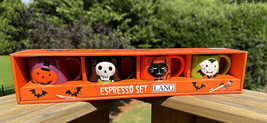 Lang Halloween Ceramic Espresso Mug Set of 4 Cups Pumpkin Skeleton Cat D... - £23.18 GBP