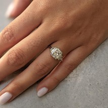 3 Ct Cushion Cut Diamond Engagement Ring Wedding Band Set 14k White Gold Over - £78.22 GBP