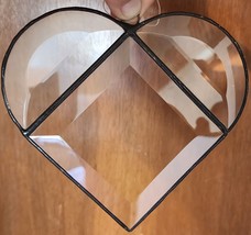 Art Glass Heart Suncatcher Beveled Glass Lead Tin Solder Unknown Maker Lovely - $23.38