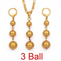 Anniyo Gold Color 3 Ball Jewelry sets Beads Pendant Necklaces Earrings for Women - £15.63 GBP