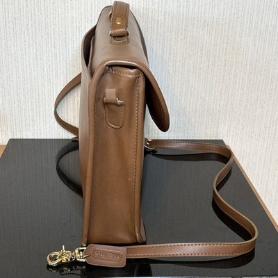 Vtg Coach Briefcase Messenger Bag Full Grain Leather Tobacco Brown 1980s USA Item image 5