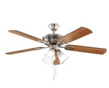 Hampton Bay Glendale III 52 in. LED Indoor Brushed Nickel Ceiling Fan wi... - £60.85 GBP