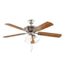 Hampton Bay Glendale III 52 in. LED Indoor Brushed Nickel Ceiling Fan with Light - £60.71 GBP