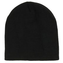 Trendy Apparel Shop Plain Short Winter Acryilc Knit Beanie - Black - £10.27 GBP