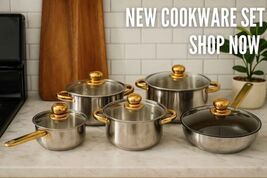 Brand new stainless pots and pan! Never used! 2 tone! Beautiful! - $38.22
