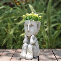 Flower Pots Succulent Planter With Drainage Hole Tree Man Resin Cynor Face Head - £40.87 GBP