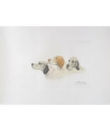 Leon DANCHIN Etching signed Three little Setters heads #54 - $231.14 CAD