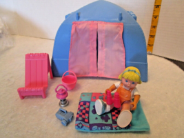FP Loving Family 6PC Camping Play Set 1994 Plastic Tent &#39;93 Sister Doll ... - $25.95