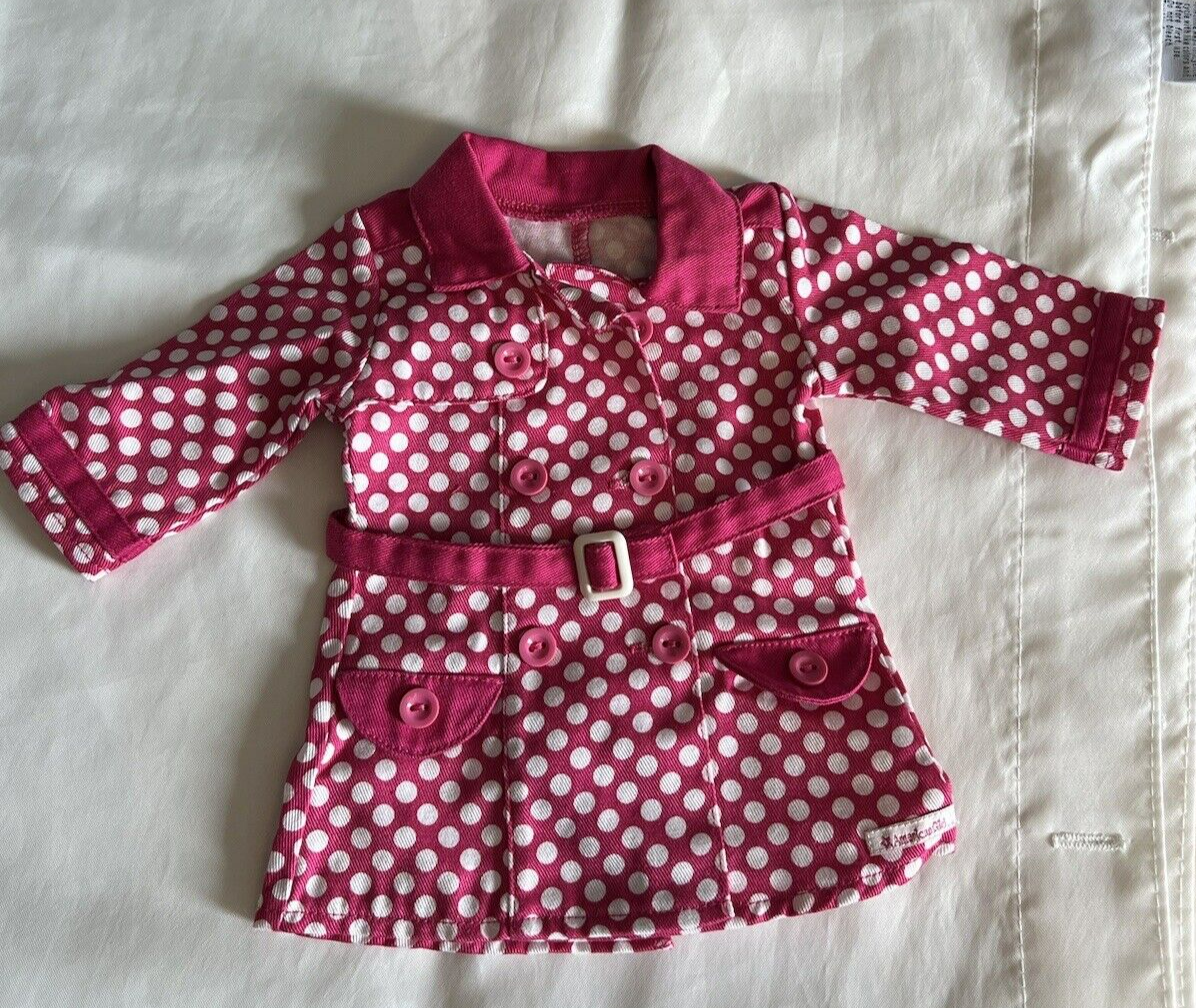18&quot; American Girl Doll Rainy Day Coat Jacket Retired Pink Polka Dot VGC - $14.80