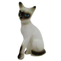 2.5 Inch Miniature Vintage MCM Ceramic Siamese Cat Figurine Blue Eye Shadow Box - £11.06 GBP