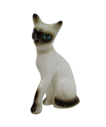 2.5 Inch Miniature Vintage MCM Ceramic Siamese Cat Figurine Blue Eye Sha... - $13.84