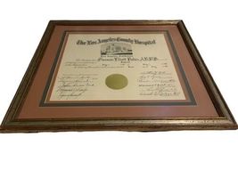 Vtg 1948 Los Angeles County Hospital Framed Certificate Doctor Intern Diploma image 5