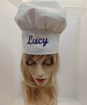 Chefskin Chef Hat Personalized W Purple Embroidery &quot;Lucy&quot; Adjustable Sizing OSFM - £15.77 GBP