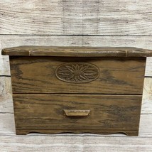 Vtg 70s Lerner Faux Wood Grain Plastic Sewing Trinket Recipe Storage Box Drawer - $23.85