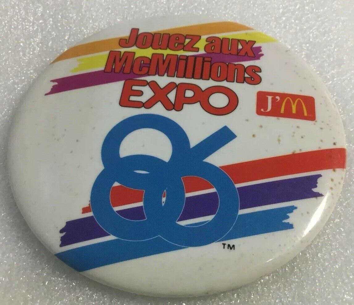 Vintage McDonald's Promo Button Pinback Jouez Aux McMillions Ancien Macaron 1986 - $5.03