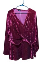 BloomChic Burgundy Velour Top Belted Blouse Size 22-24 3XL Christmas, Ne... - £16.30 GBP