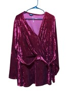 BloomChic Burgundy Velour Top Belted Blouse Size 22-24 3XL Christmas, Ne... - £16.39 GBP