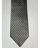 Tesoro Rosso 100% Silk Handmade Necktie Silver/Black/Gold Striped 58&quot; x 4&quot; - $14.84